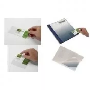 DURABLE POCKETFIX pašlīmējošs kabatiņš 90x57mm, ar īkšķa izgriezumu, caurspīdīgs, 100 gab. 837919