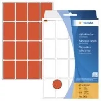 HERMA pastāvīgas līmes etiķetes sarkanas 25 x 40 mm 512 etiķetes (32 loksnes x 16) 2452