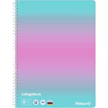 Pelikan College Block Color Edition A4 Mint/Rosé līnijots ar 2 malām, 80 lapas, 70 g/m² bez koksnes, 4 caurumu perforēts, 1 gabals 400197019