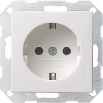 Gira System 55 Schuko kontaktligzda, tīri balta satīna matēta, 16 A, iegremdējami uzstādāma 018827