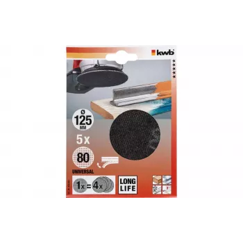 kwb 491308 Slīpēšanas diski disku slīpmašīnai, graudainība 80, Ø 125 mm, 5 gab.