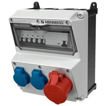 MENNEKES AMAXX kontaktligzdu kombinācijas kārba, IP44, 32A, 400V, 1x CEE 32A 5p, 2x Schuko 16A, RCD 30mA, MCB 920080