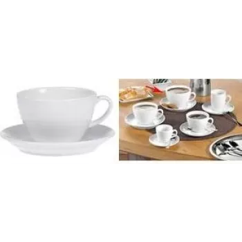 Esmeyer BISTRO piena kafijas krūzīšu komplekts, 6 gab., balts porcelāns, apaļš rokturis, 76 mm augstums, 220 ml 433-254