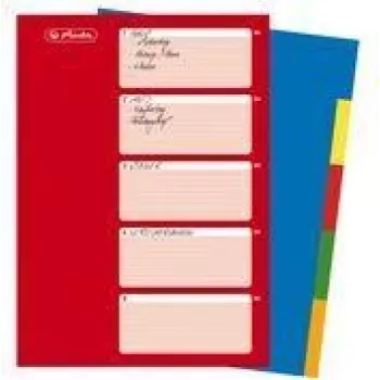 HERLITZ A4 plastmasas atdalītāji ar 10 cilnēm, tukšas, dažādās krāsās, PP 0,12 mm, daudzreiz perforēti, ar satura lapu (10715415)