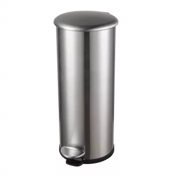 HELIT pedāļa atkritumu tvertne ar cinka pārklājumu, 20 L, sudraba nerūsējošais tērauds, apaļa, maigas aizvēršanas, kāju pedālis H2406600