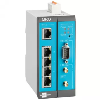 INSYS MoRoS icom MRO-L210 Industriālais LTE maršrutētājs, Ethernet WAN, 2x 10/100 Ethernet, zils/pelēks/balts 10019403