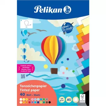 Pelikan krāsainā kartona bloks DIN A5, 40 loksnes, 120 g/m², 21 krāsa, augšpusē līmēts 300002259