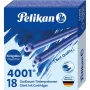 Pelikan 4001 GTP/18 Karaliskā zilā standarta lielas ietilpības tintes kārtridži, 18 gab. iepakojums 300735