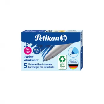 Pelikan Eco lodīšu pildspalvas uzpildes kārtridžs Pelikano/Twist, karaliski zils, 65% pārstrādāta plastmasa, 1 gabals 300010004