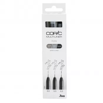 COPIC Multiliner Fineliner melns 0,5 mm, 3 gabali (22075633)