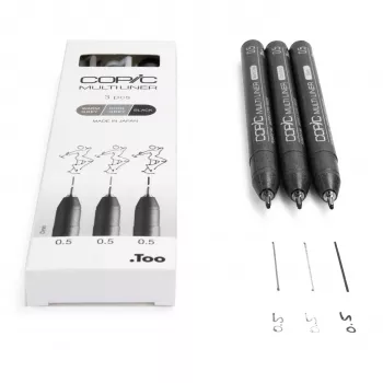 COPIC Multiliner Fineliner melns 0,5 mm, 3 gabali (22075633)