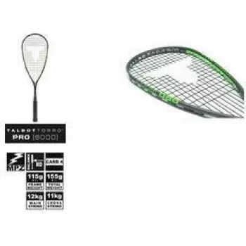 TALBOT TORRO Squash Racket Pro 6000, melns / zaļš, uzbrukuma, Y-Construction, 1 gabals (251006)
