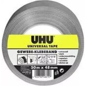 UHU Universālā auduma līmlente, 48 mm x 50 m, pelēka, īpaši izturīga, ar poliestera pārklājumu, 1 rullis 46615