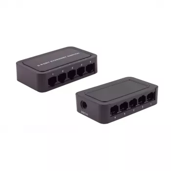 SHIVERPEAKS BS08-01110 5 portu Fast Ethernet neapkalpojams galda komutators, 10/100 Mbps, melns
