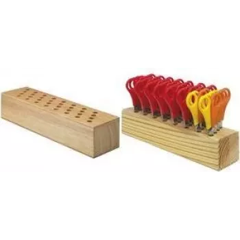 Westcott 112TidyC 00 koka šķēru bloks ar 32 bērnu šķērēm, 130 mm, noapaļoti gali, 5 cm skala