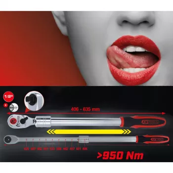 KS Tools 935.1285 1/2 inch abpusēja sprūdrata atslēga, 635 mm, 72 zobi, hroma vanādija tērauds