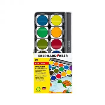 Faber-Castell Eberhard Faber Winner necaurspīdīgo akvareļu krāsu komplekts, 24 spilgtas krāsas, caurspīdīgs noņemams vāks, kas kalpo arī kā maisīšanas palete 578324