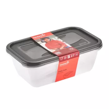 keeeper fredo fresh Pārtikas uzglabāšanas trauku komplekts, 2 x 3,3 L, Taisnstūrveida, Caurspīdīgi ar pelēkiem vākiem 3068082700000