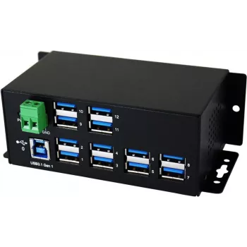 EXSYS EX-1112HMS 12 portu USB 3.2 Gen 1 industriālais DIN sliedes centrmezgls