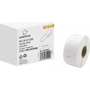 Renkforce RF-6027854 Saderīgas DYMO 11355 adrešu etiķetes 51 x 19 mm baltas papīra ar pastāvīgu līmi 500 etiķetes/rullī