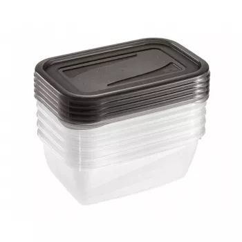 keeeper fredo fresh Pārtikas uzglabāšanas trauku komplekts, 5x 0,5 L, Taisnstūra, Caurspīdīgi ar pelēkiem vākiem 3067282700000