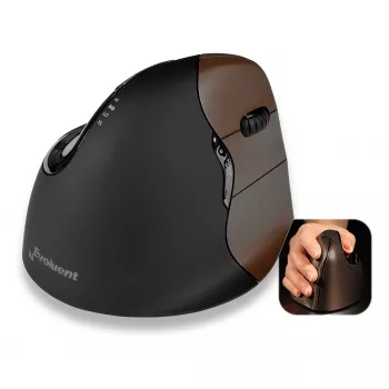 Evoluent VerticalMouse 4 Small bezvadu lāzera pele ar labo roku, melna/sudraba 500793