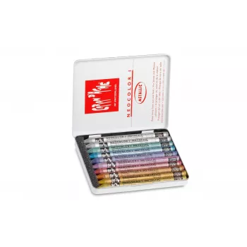 Caran d'Ache Neocolor I Metāliski vaska pasteļi, 10 gab. komplekts, Apaļi ar papīra uzmavu 7004.310