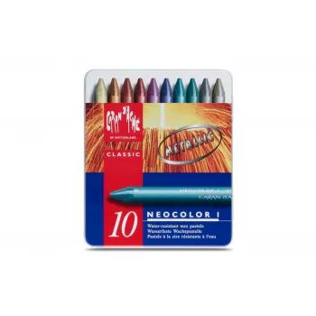 Caran d'Ache Neocolor I Metāliski vaska pasteļi, 10 gab. komplekts, Apaļi ar papīra uzmavu 7004.310