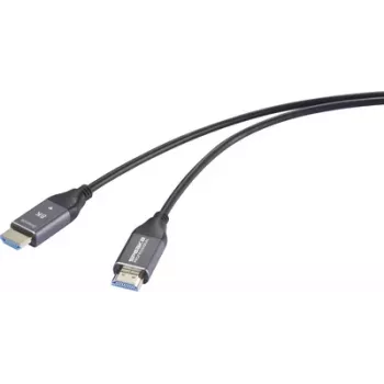 SpeaKa Professional HDMI optiskās šķiedras savienojuma kabelis HDMI-A vītņu uz vītņu 50 m melns (SP-12842676)