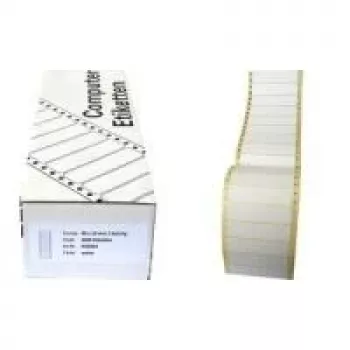 Kores EE8936 Nepārtrauktās datoru etiķetes, 89 x 36 mm, 4000 etiķetes, Fanfold, Baltas, Pastāvīga līme, Punktmatricas printeriem