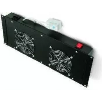 TRITON RAB-CH-X21-S 19 collu 4U statīva ventilatora bloks ar 2 klusajiem ventilatoriem, horizontāla gaisa plūsma, termostats, melns