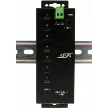 EXSYS EX-1147HMVS USB-C centrmezgls, USB 3.2 Gen 1, melns