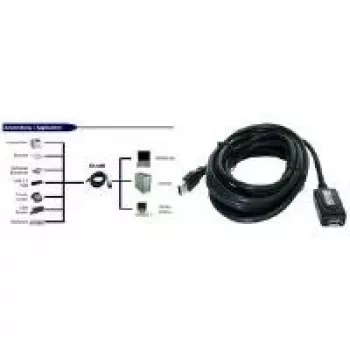 EXSYS EX-1405 USB 3.0 pagarinājuma kabelis 5m aktīvais atkārtotājs, Type-A vīrišķais uz sievišķo, melns