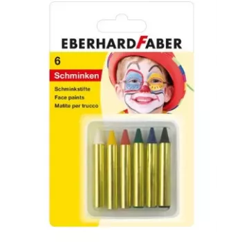 FABER-CASTELL EBERHARD FABER sejas krāsu zīmuļi, īsie, 6 krāsas, augsta intensitāte, dermatoloģiski pārbaudīti, 1 komplekts (579106)