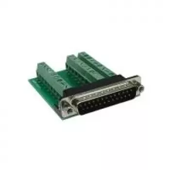 EXSYS EX-49025 D-SUB 25 kontaktu vīrišķais uz 27 kontaktu skrūvju spaiļu bloka adapteris, zaļš/sudraba