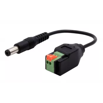 EXSYS EX-49140 DC barošanas kontaktdakša 5,5x2,1mm uz 2 kontaktu spaiļu bloku adaptera kabelis, 15 cm, ar spiedpogu
