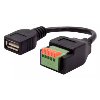 EXSYS EX-49128 USB-A ligzdas uz 5 kontaktu spaiļu bloka adaptera kabelis ar pogu, USB 2.0, 15 cm
