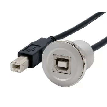 EXSYS EX-49182 USB 2.0 paneļa montāžas adaptera kabelis, USB B sievišķais uz USB B vīrišķo, 30 cm, metāla korpuss