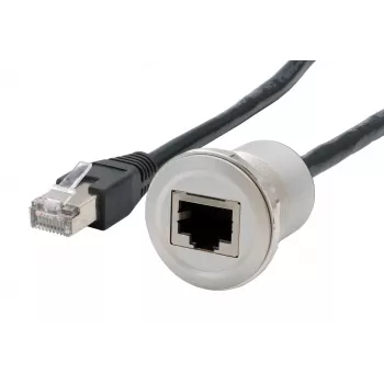 EXSYS EX-49184 Paneļa montāžas adaptera kabelis, RJ45 sieviešu uz vīriešu, 30 cm, ekranēts, metāls