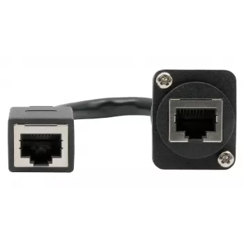 EXSYS D-Type panelmontāžas RJ45 savienotājs (sieviete-sieviete), CAT.5e, 20 cm, ekranēts, melns EX-49160