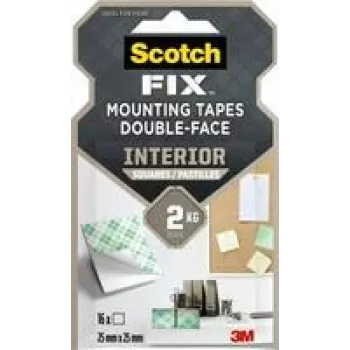 3M Scotch-Fix iekštelpu montāžas kvadrātiņi 25 mm x 25 mm balti (12 gab. iepakojums) 7100263584