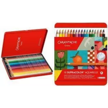 Caran d'Ache Supracolor Soft īpašizdevuma akvareļu zīmuļi, 18 gab. komplekts, dažādas krāsas, metāla kārba 3888.418