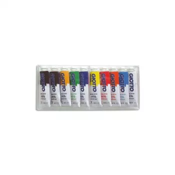 GIOTTO Īpaši smalka guaša krāsu komplekts, 10 x 10 ml alumīnija tūbiņas, dažādas krāsas F30190000