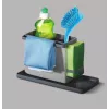 Metaltex Tidytex izlietnes organizators, plastmasa, pelēks, 2 izvelkami turētāji sūkļiem un trauku lupatām 297530109