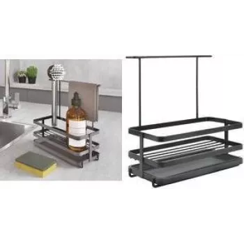 Metaltex Tokyo LAVA izlietnes organizators, matēti melns, metāls, pret rūsu, izturīgs pret triecieniem, 1 gabals 352902000