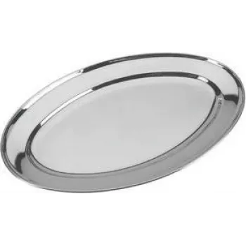 Metaltex ovāls pasniegšanas šķīvis, nerūsējošais tērauds, augsti spodrināts, 300 mm platums, sudraba, trauku mazgājamā mašīnā mazgājams, 1 gab. 690715010