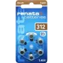 Renata ZA312 cinka-gaisa dzirdes aparātu baterija PR41 165 mAh 1,4 V 6 gab. iepakojumā ZA312.DP6 0HG