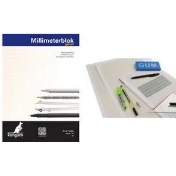 Kangaro milimetru papīra bloks A3, 80 g/m², 25 loksnes, balts/oranžs 1 mm režģis (K-5595)