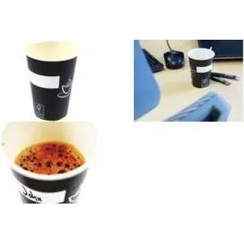 KANGARO Eco papīra dzeršanas krūze 180 ml melna/balta karstiem un aukstiem dzērieniem (1 gab.) K-157001
