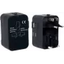 PAVO Universāls ceļojumu adapteris ar USB uzlādi (US/AU/EU/UK), melns 8025329